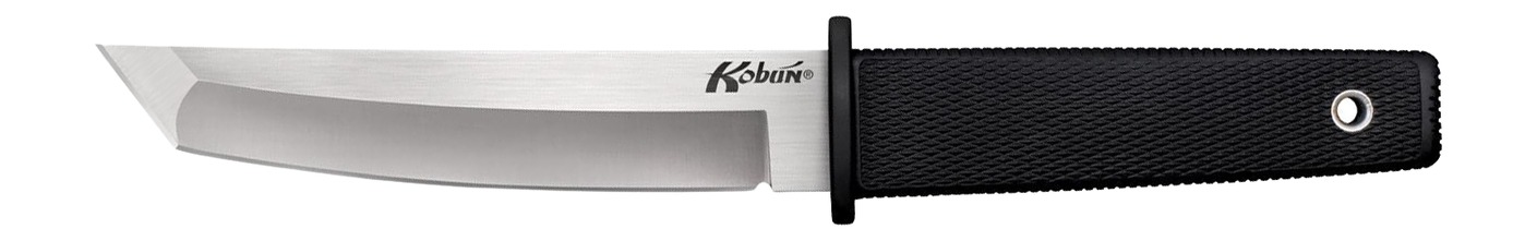 Fixed-blade knife with black textured handle