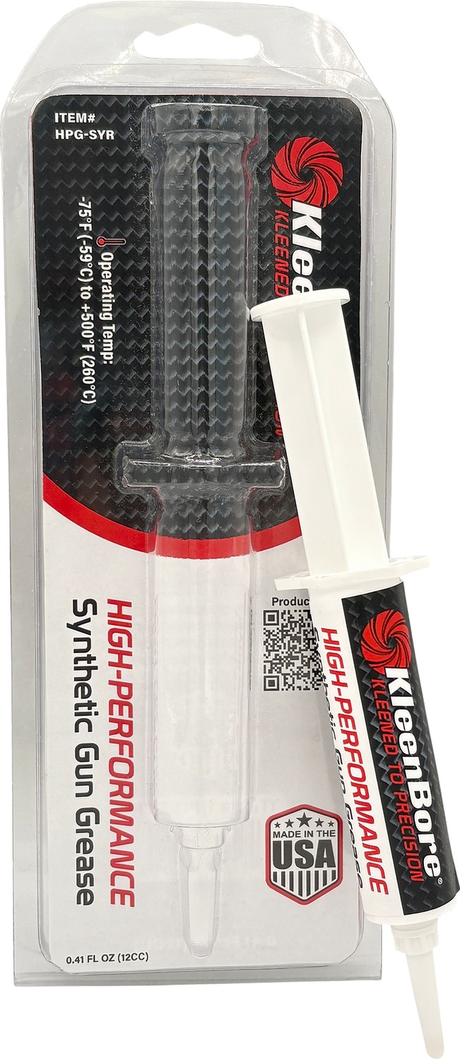 KleenBore high-performance synthetic gun grease syringe packaging