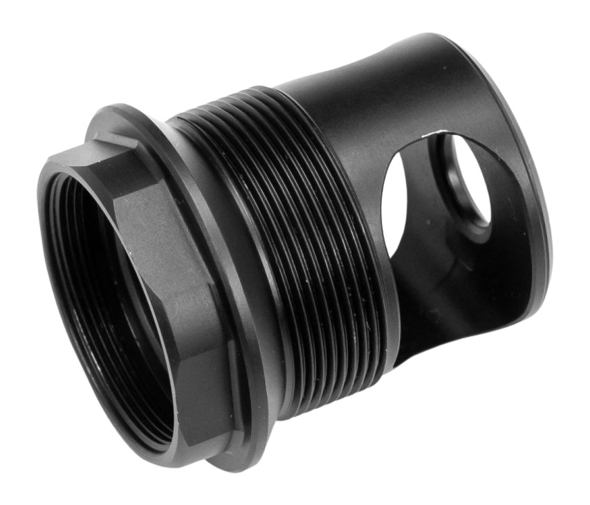 Black threaded metal cylindrical mechanical component