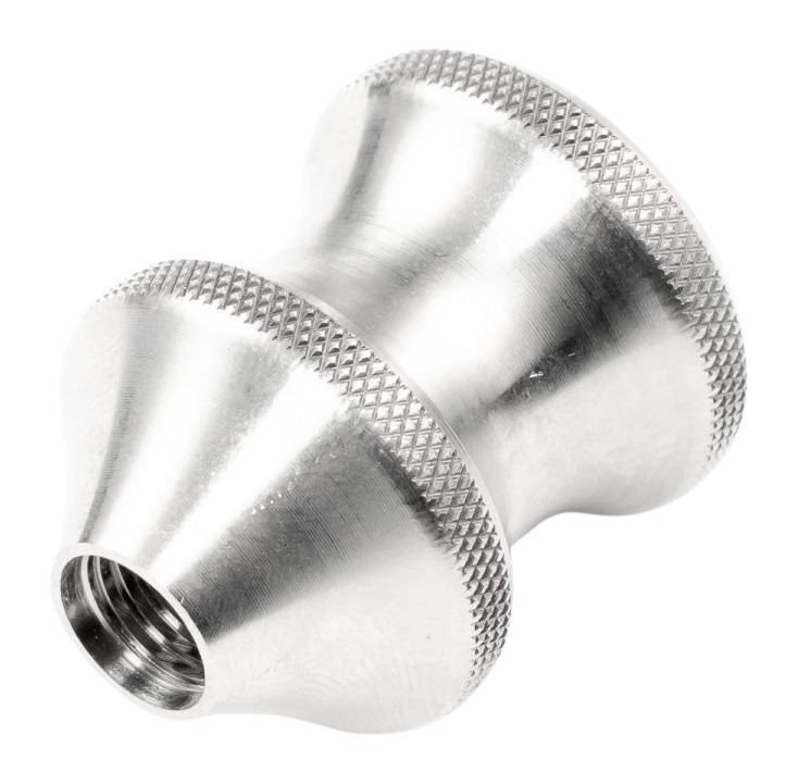 Stainless steel threaded adapter with knurled grip