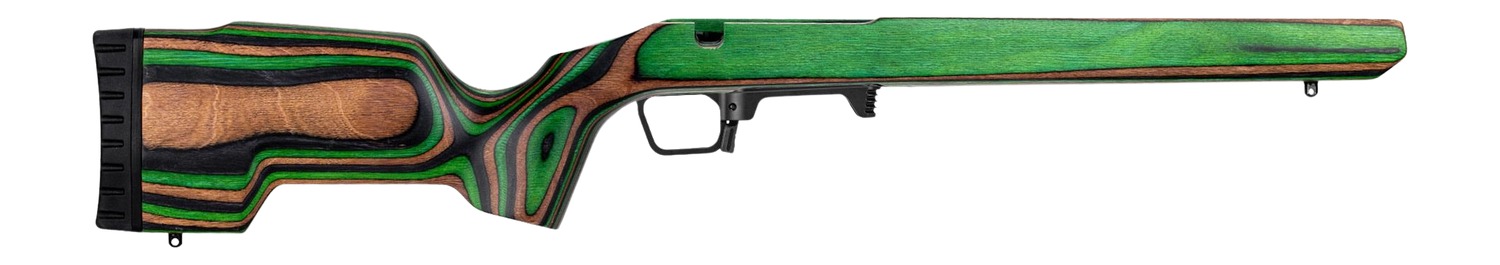 Green and brown laminated rifle stock