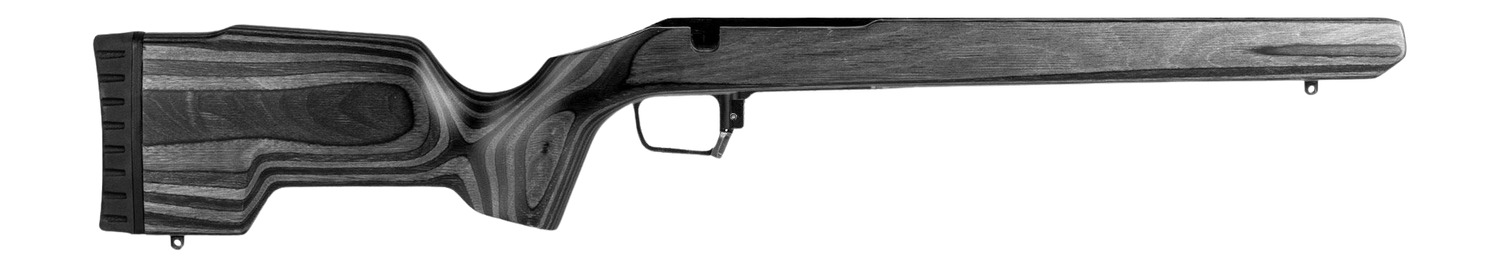 Black and gray laminated rifle stock