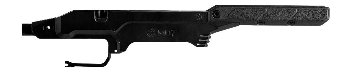 Black rifle chassis stock on white background