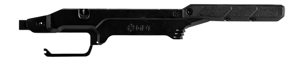Black rifle chassis with adjustable stock