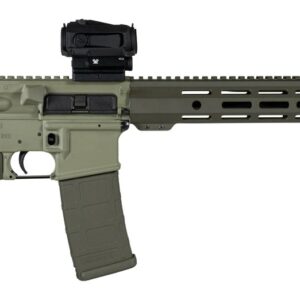Olive green AR-15 style rifle with optic