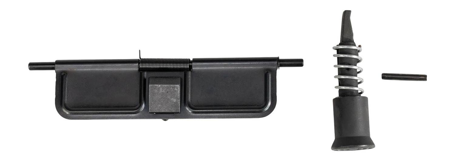 Metal latch mechanism with spring and pin