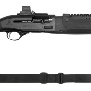 Tactical shotgun with mounted flashlight and sling