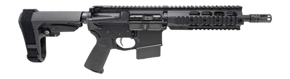 Black AR-style pistol with stabilizing brace