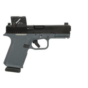 Semi-automatic handgun with mounted red dot sight
