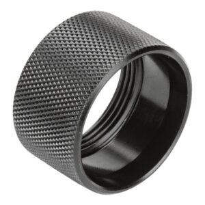Black knurled metal threaded ring