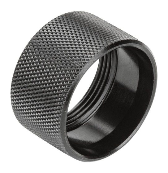 Black knurled metal threaded ring