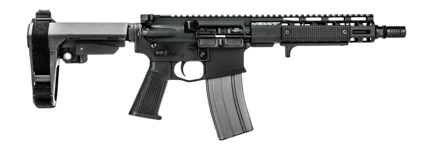 Compact AR-style pistol with magazine