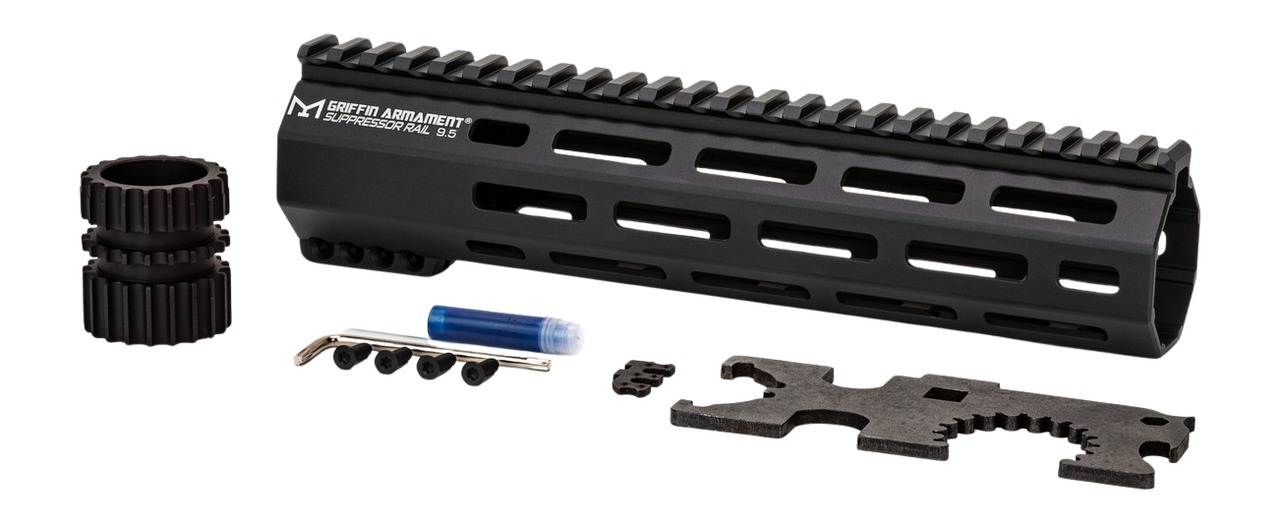 Griffin Armament suppressor rail with mounting accessories