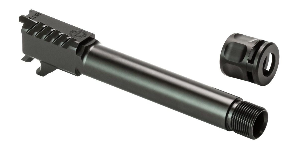 Threaded pistol barrel with separate muzzle device