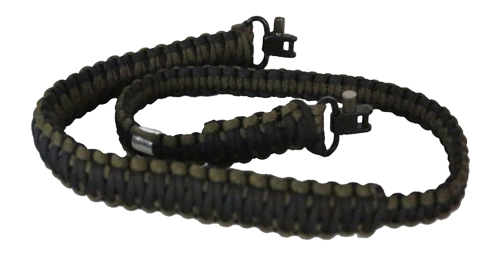 Two braided paracord bracelets with metal shackles