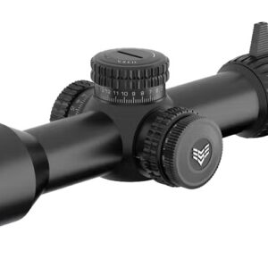 Black rifle scope with adjustment turrets