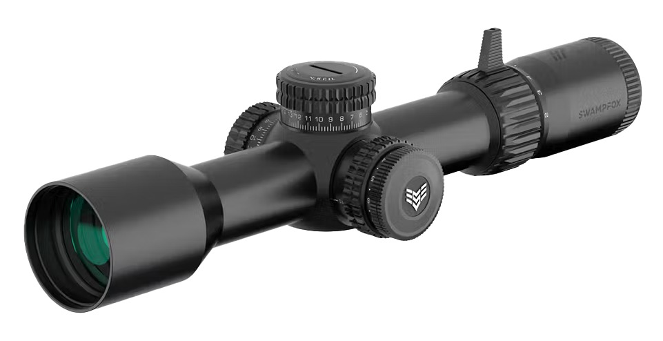 Black rifle scope with adjustment turrets