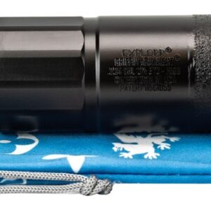 Black firearm suppressor with threaded adapter