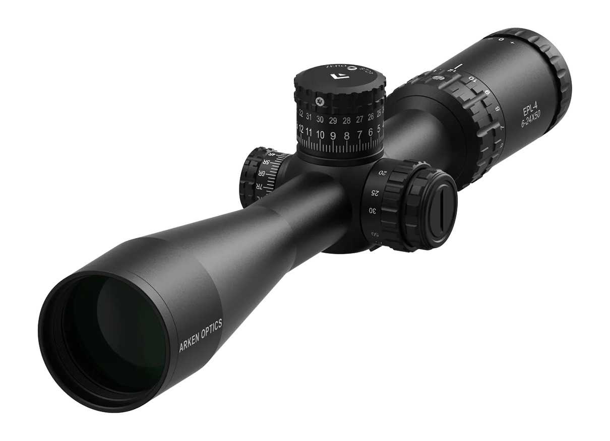 Black Arken Optics rifle scope on white background