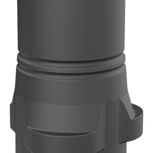 Dark gray cylindrical pipe connector fitting