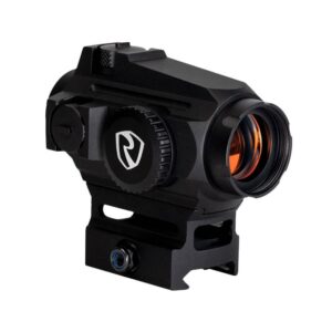 Black red dot sight optic with orange lens