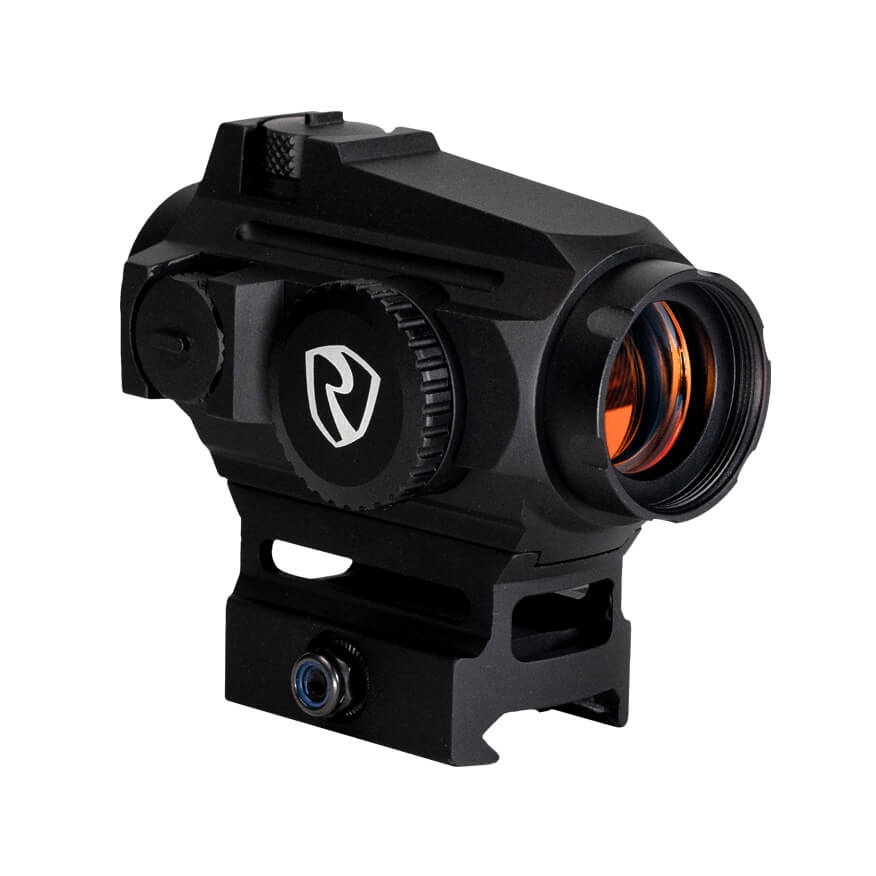 Black red dot sight optic with orange lens