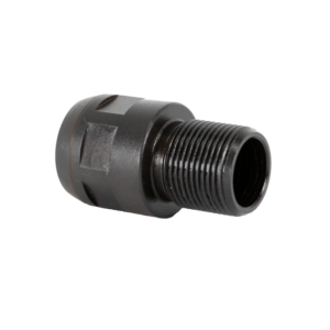 Black metal threaded pipe adapter fitting