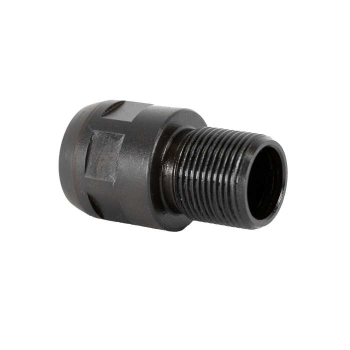Black metal threaded pipe adapter fitting