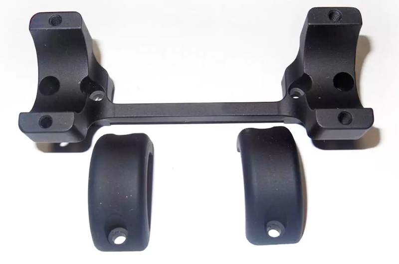 Black metal scope mount with two rings