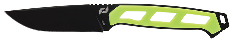 Black kitchen knife with green handle