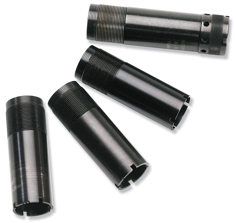 Four black threaded shotgun choke tubes