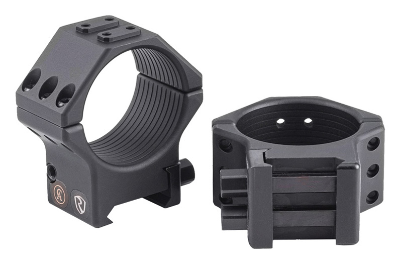 Black tactical scope rings with Picatinny rail mount