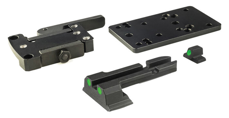 Black metal mounting plates and rail components