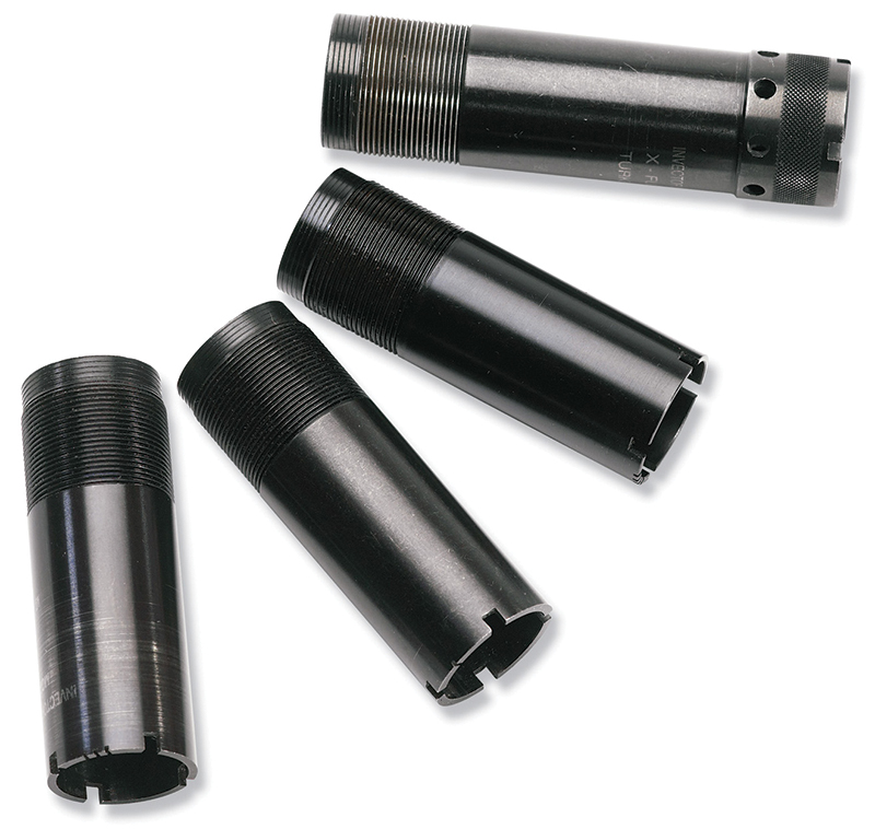 Four black threaded shotgun choke tubes