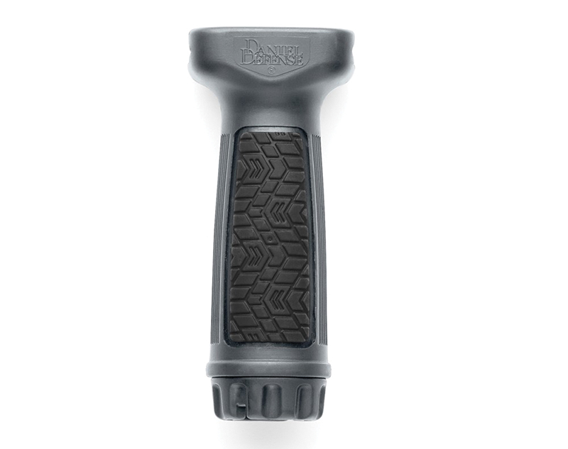 Black textured pistol grip with rubber inlay