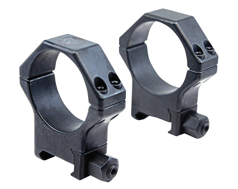Pair of black metal scope rings mounts