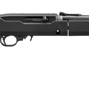 Black bolt-action rifle on white background