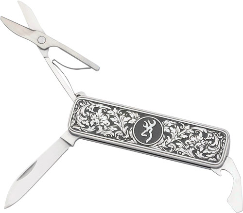 Ornate multi-tool pocket knife with scissors and blade