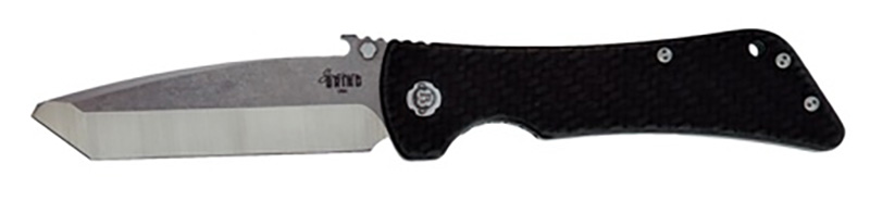 Black folding pocket knife with silver blade