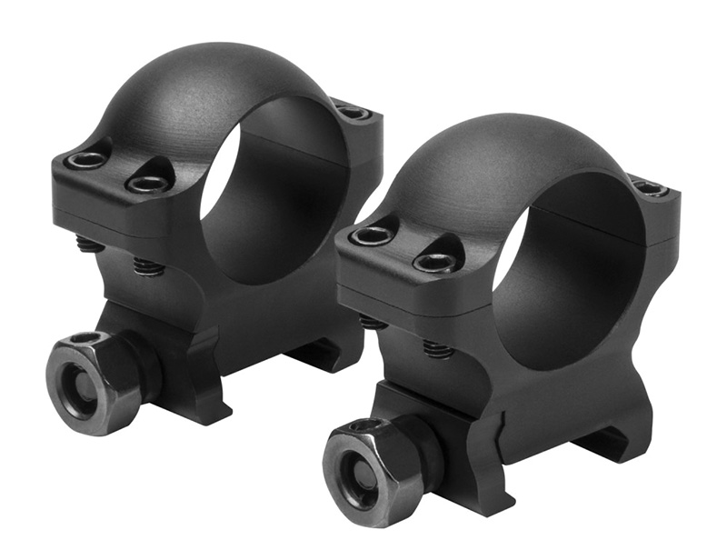 Pair of black rifle scope mounting rings