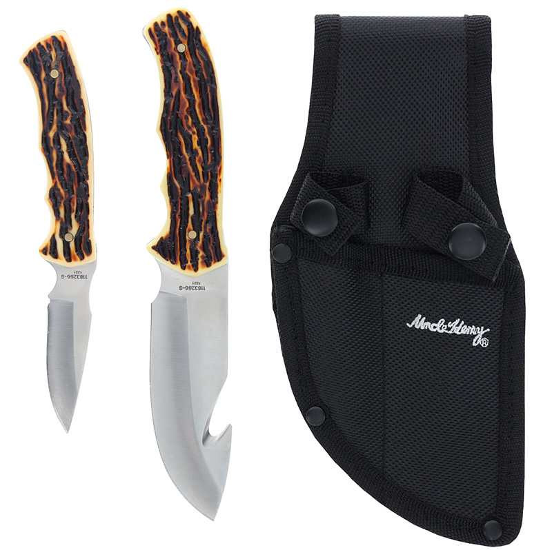 Two fixed-blade knives with sheath