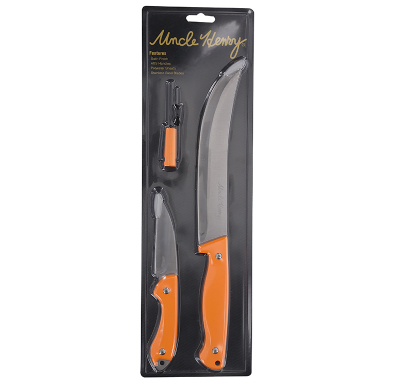 Uncle Henry knife set with orange handles