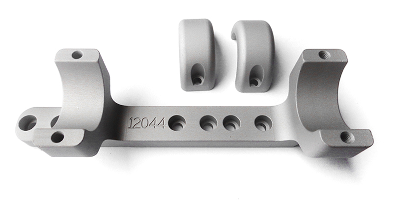 Machined aluminum mounting bracket with clamp components