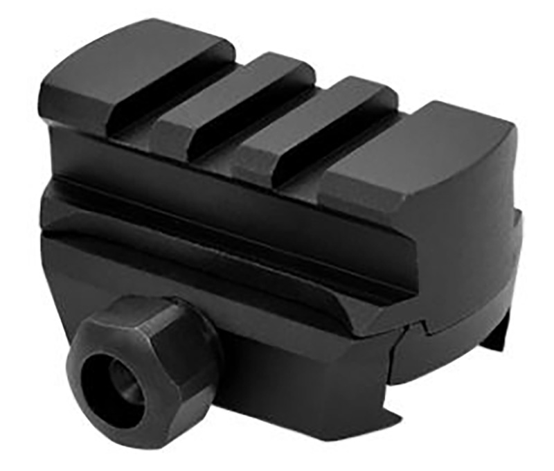 Black Picatinny rail mount adapter with clamp