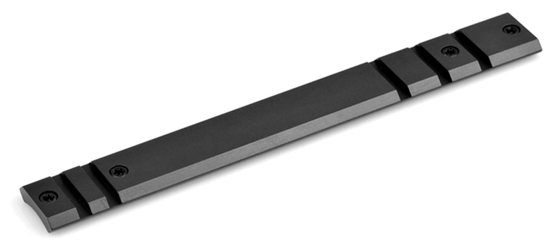 Black metal mounting rail with screws