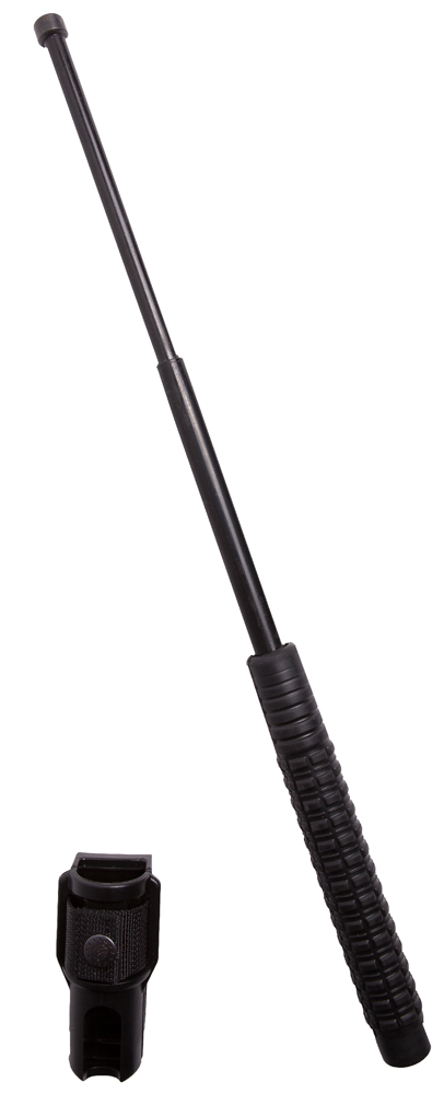 Black expandable baton with carrying holster