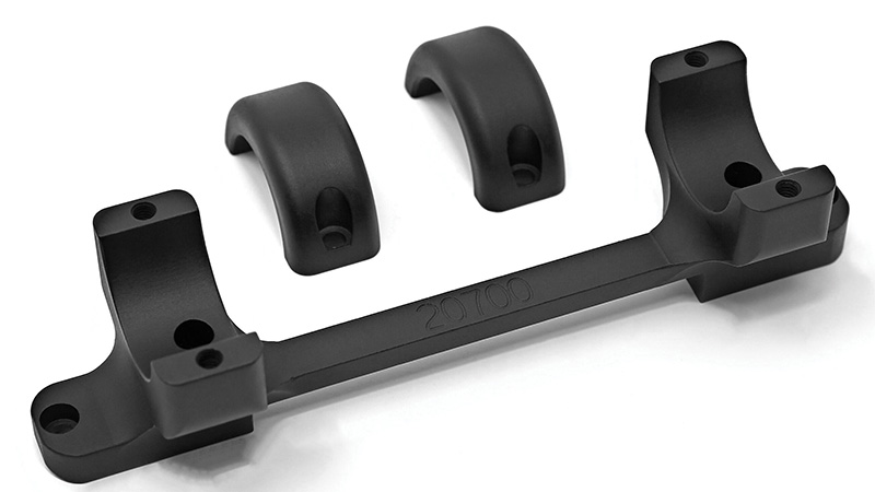 Black metal mounting bracket with two curved clamps