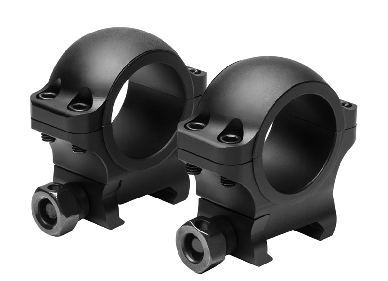 Pair of black metal scope mounting rings