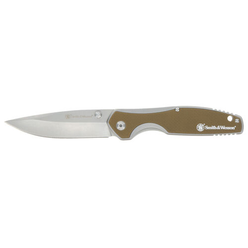 Smith & Wesson folding knife with tan handle