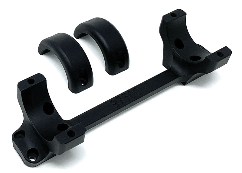 Black metal mounting bracket with curved clamps